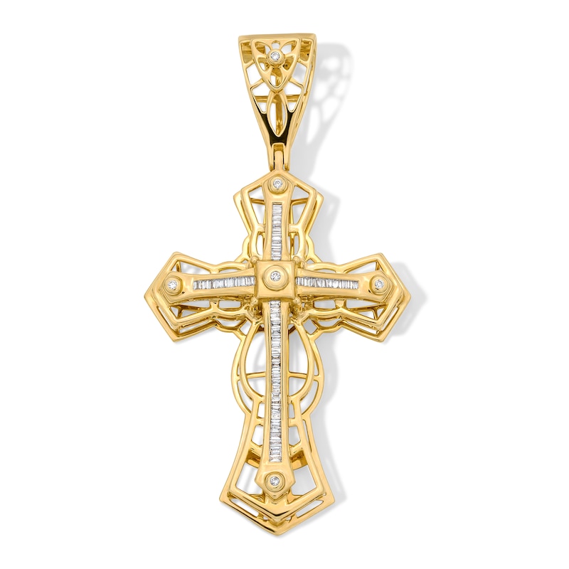 Main Image 1 of 1/2 CT. T.W. Diamond Lattice Cross Necklace Charm in 10K Gold