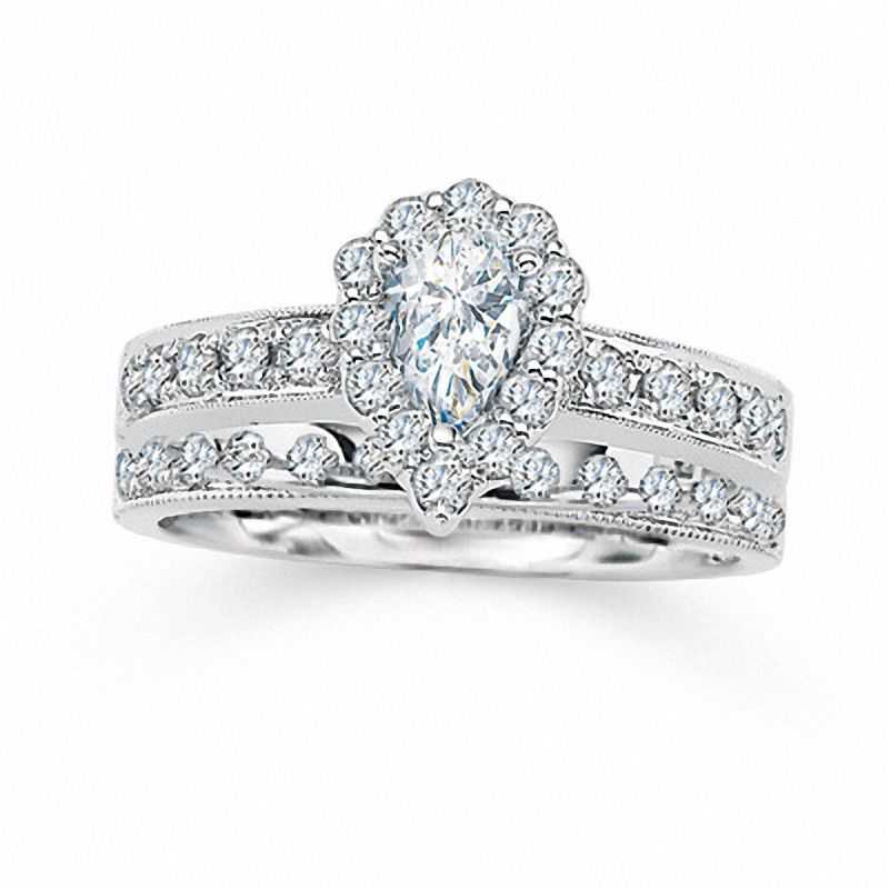 1-1/4 CT. T.W. Pear-Shaped Diamond Bridal Set in 14K White Gold