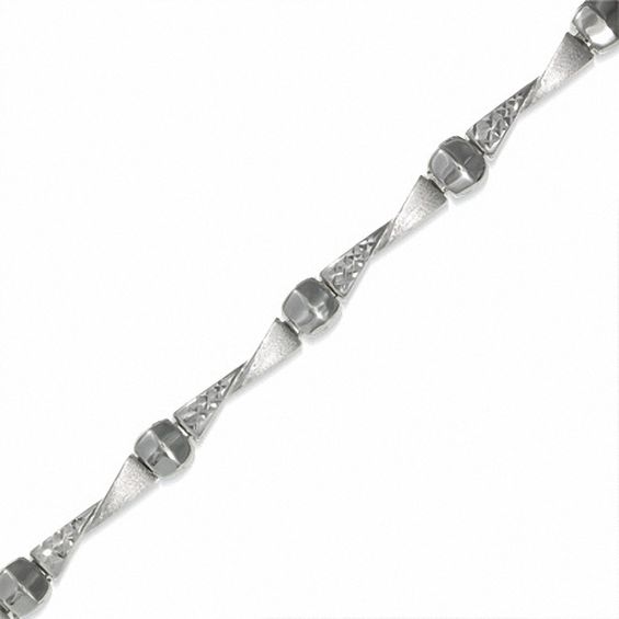 10K White Gold Twist Bar Stampato Bracelet