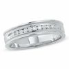 Thumbnail Image 0 of Men's 1/4 CT. T.W. Diamond Channel Milgrain Band in 14K White Gold