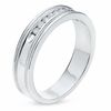 Thumbnail Image 1 of Men's 1/4 CT. T.W. Diamond Channel Milgrain Band in 14K White Gold