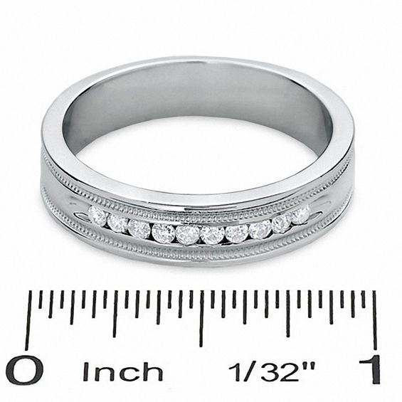 1/4 CT. T.w. Diamond Channel Milgrain Band 14K White Gold