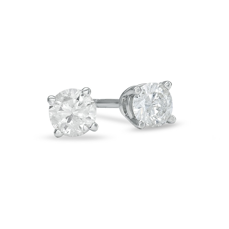 14K White Gold Curved Double Bar Diamond Post Earrings