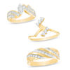 Thumbnail Image 1 of 3/4 CT. T.W. Diamond Bypass Slant Wedding Ensemble in  14K Gold - Size 7 and 10