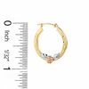 Thumbnail Image 2 of 14K Tri-Tone Gold Hoop Earrings with Pink Flower Accent
