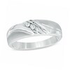 Thumbnail Image 1 of 1/8 CT. T.W. Diamond Three Stone Wedding Band in 10K White Gold
