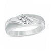 Thumbnail Image 0 of Men's 1/8 CT. T.W. Diamond Three Stone Wedding Band in 10K White Gold