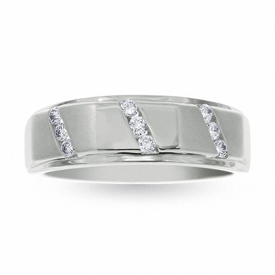 Men's 1/4 CT. T.w. Diamond Nine Stone Wedding Band in 10K White Gold