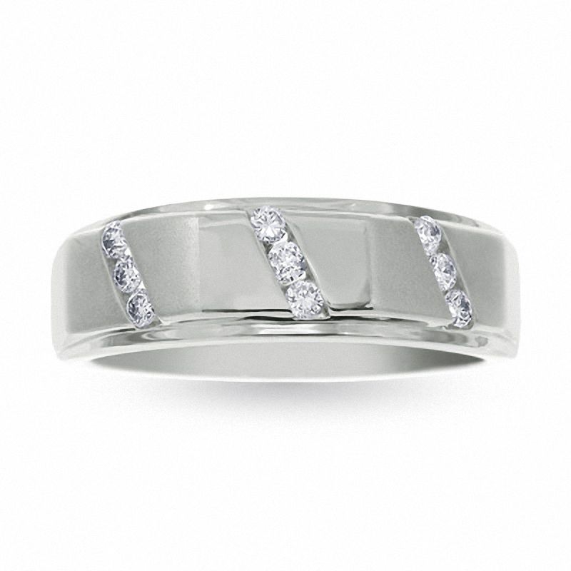 Main Image 1 of 1/4 CT. T.W. Diamond Nine Stone Wedding Band in 10K White Gold