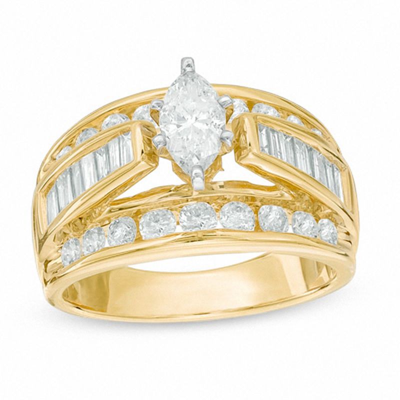 Main Image 1 of 2 CT. T.W. Marquise Diamond Engagement Ring in 14K Gold