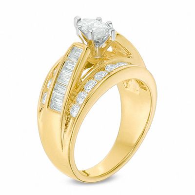 14k Yellow Gold Finish Engagement Rings 2.00 Carat Marquise Cut Diamond 