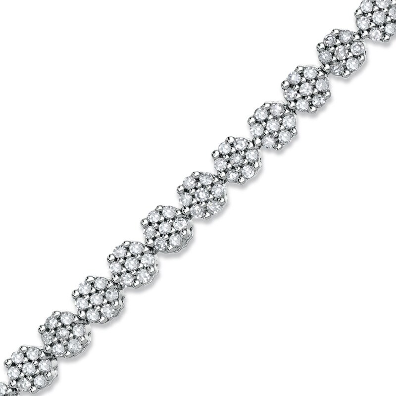 Main Image 1 of 2 CT. T.W. Diamond Flower Bracelet in 14K White Gold