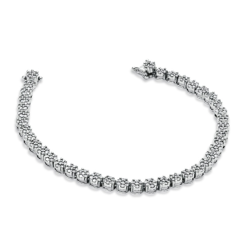 Main Image 2 of 2 CT. T.W. Diamond Flower Bracelet in 14K White Gold