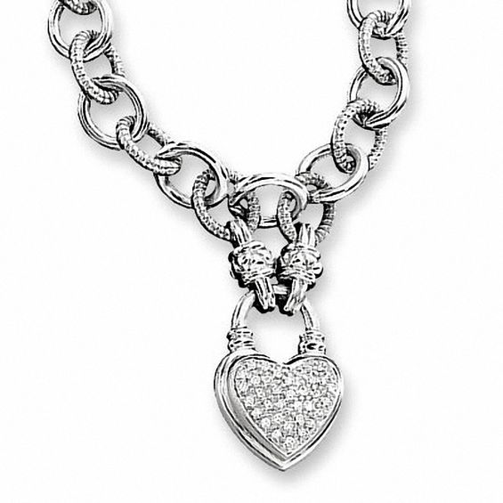 1/4 CT. T.w. Diamond Heart Link Necklace in Sterling Silver