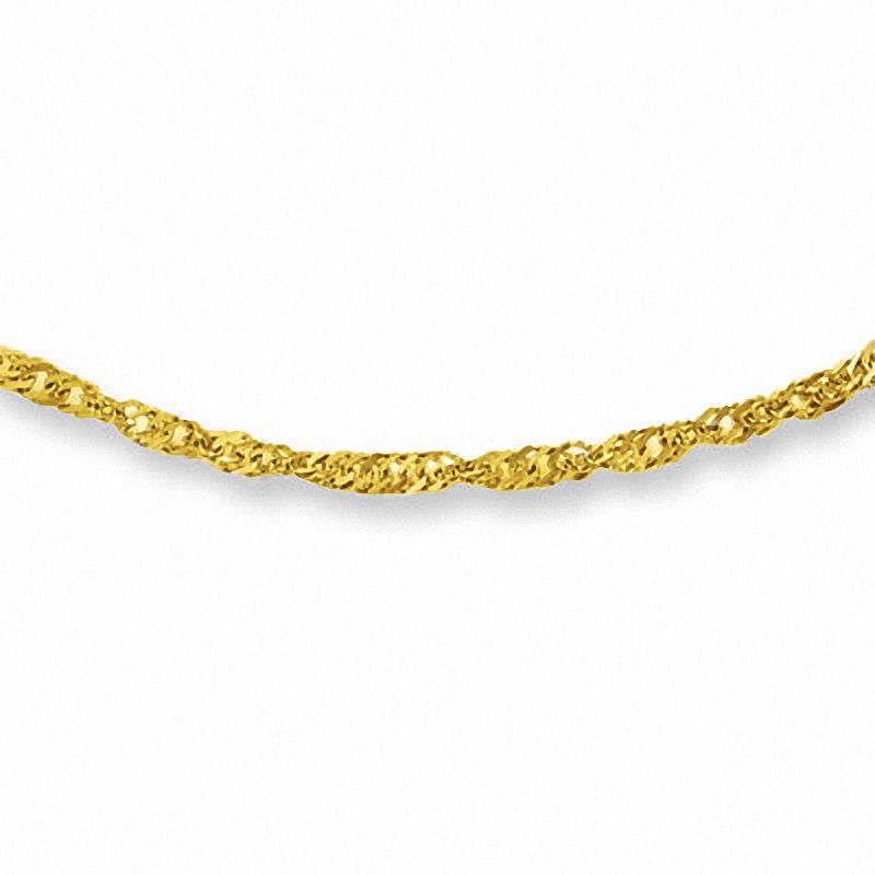 Main Image 1 of Ladies' 1.2mm Singapore Chain Necklace in 14K Gold - 16"