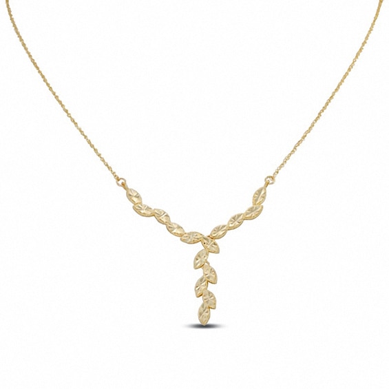 10K Gold Diamond-Cut Leaf Pendant