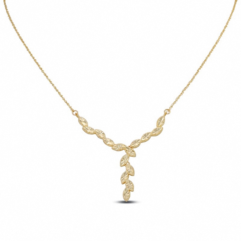 Main Image 1 of 10K Gold Diamond-Cut Leaf Pendant
