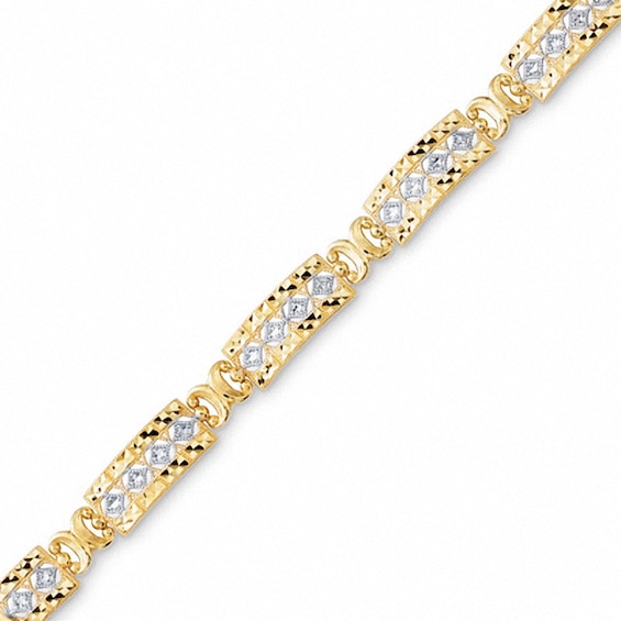 10K Two-Tone Gold Bar and "X" Bracelet