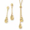 10K Gold Teardrop Necklace And Earrings Boxed Set - 17