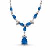 Thumbnail Image 1 of Pear-Shaped and Marquise Blue Sapphire Necklace in 10K White Gold with Diamond Accents