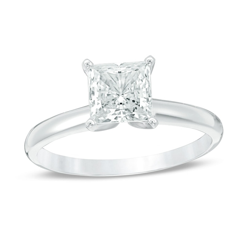 1 CT. Certified Princess-Cut Diamond Solitaire Engagement Ring in 14K White Gold (I/I2)