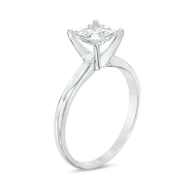 1 CT. Certified Princess-Cut Diamond Solitaire Engagement Ring in 14K White Gold (I/I2)