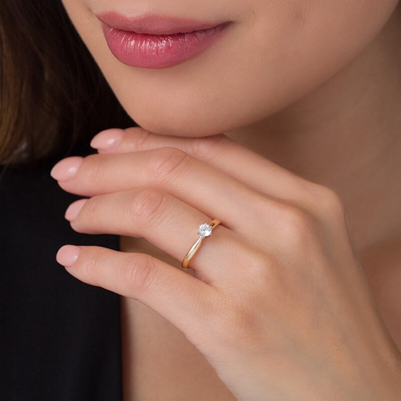 Main Image 2 of 1/3 CT. Diamond Solitaire Engagement Ring in 14K Gold (I/I2)