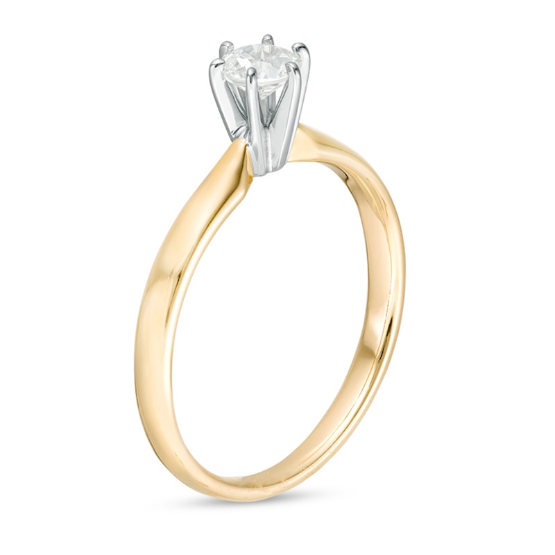 Main Image 3 of 1/3 CT. Diamond Solitaire Engagement Ring in 14K Gold (I/I2)