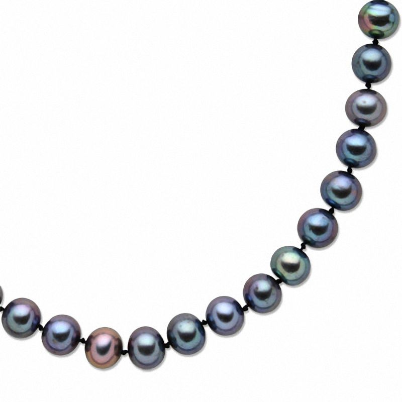 Main Image 1 of Black Freshwater Cultured Pearl Strand with 14K White Gold Toggle