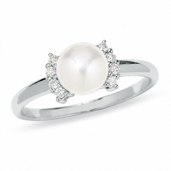 Blue LagoonÂ® by Mikimoto Akoya Cultured Pearl Ring in 14K White Gold with Diamond Accents