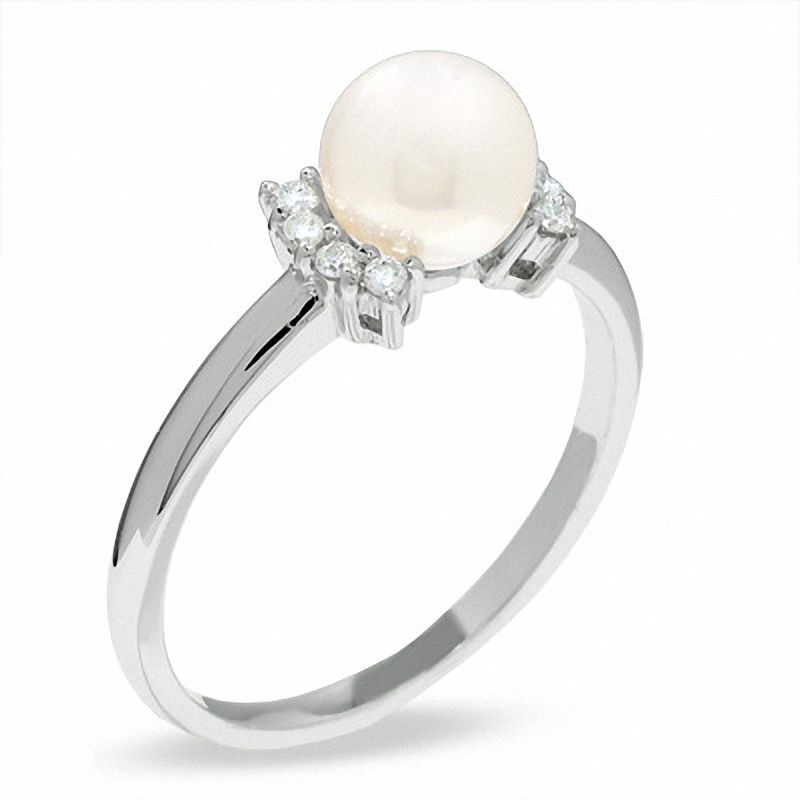 Main Image 2 of Blue Lagoon® by Mikimoto Akoya Cultured Pearl Ring in 14K White Gold with Diamond Accents