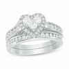 Thumbnail Image 0 of 3/4 CT. T.W. Diamond Heart Bridal Set in 14K White Gold