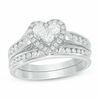 Thumbnail Image 1 of 3/4 CT. T.W. Diamond Heart Bridal Set in 14K White Gold