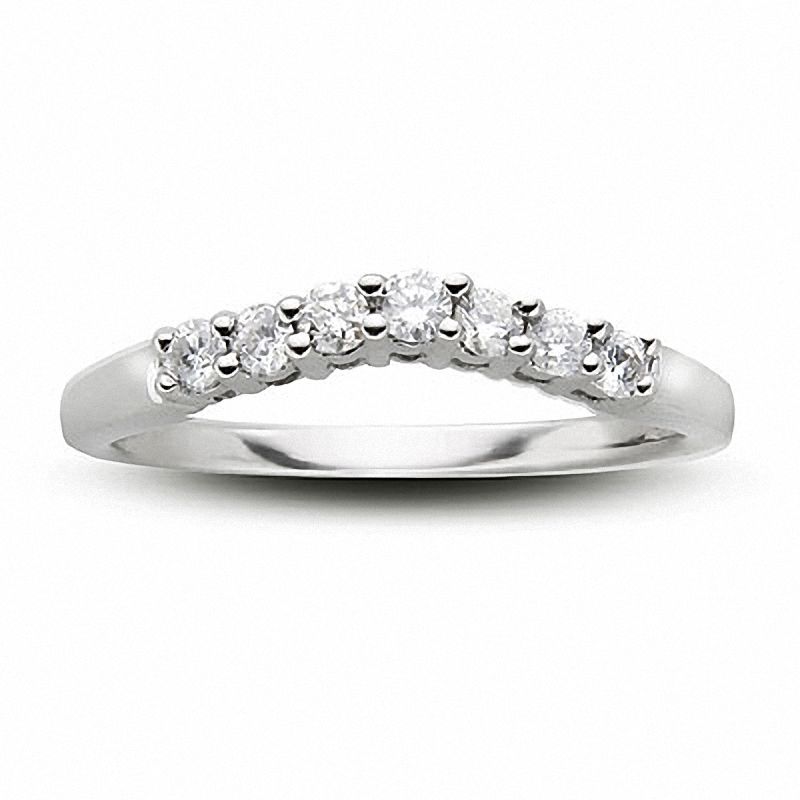 1/4 CT. T.W. Diamond Contour Wedding Band in 14K White Gold