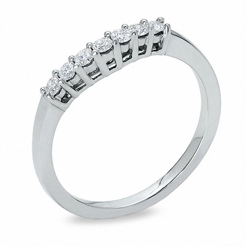 Main Image 2 of 1/4 CT. T.W. Diamond Contour Wedding Band in 14K White Gold