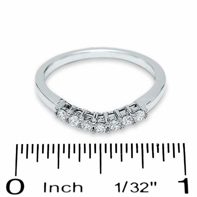 Main Image 3 of 1/4 CT. T.W. Diamond Contour Wedding Band in 14K White Gold