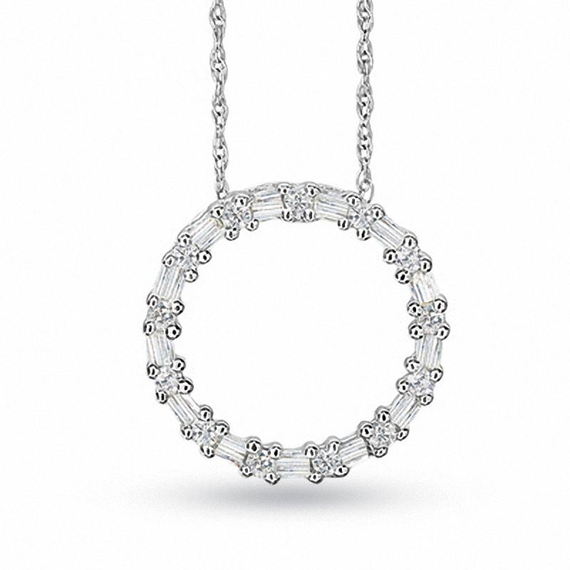 1/5 CT. T.W. Diamond Circle Pendant in 10K White Gold