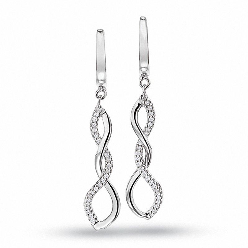 Main Image 1 of 1/7 CT. T.W. Diamond Twine Drop Earrings in 10K White Gold