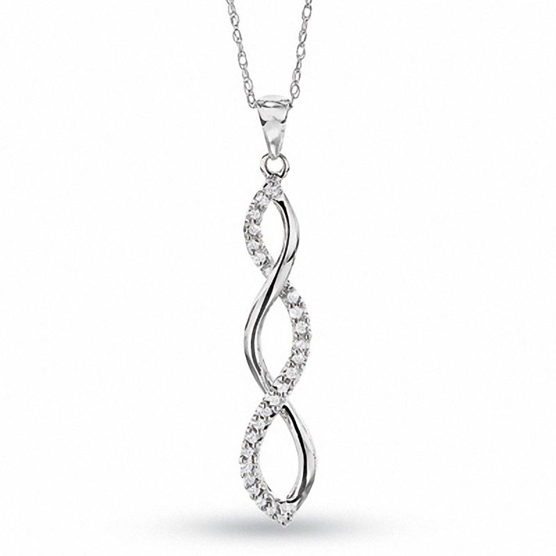 Main Image 1 of 1/10 CT. T.W. Diamond Twine Pendant in 10K White Gold