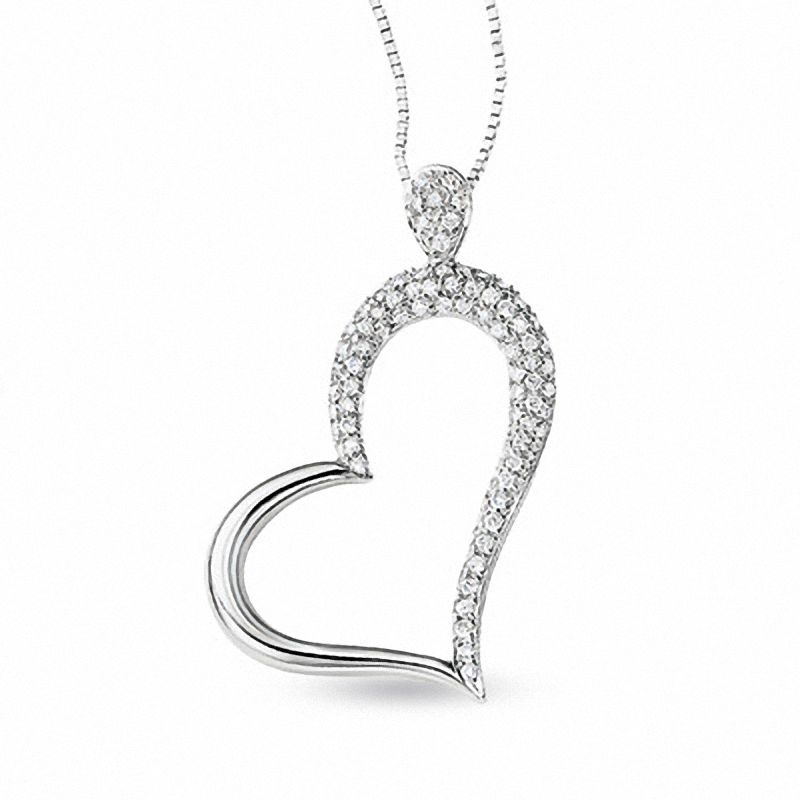 Main Image 1 of 1/2 CT. T.W. Diamond Heart Pendant in 14K White Gold
