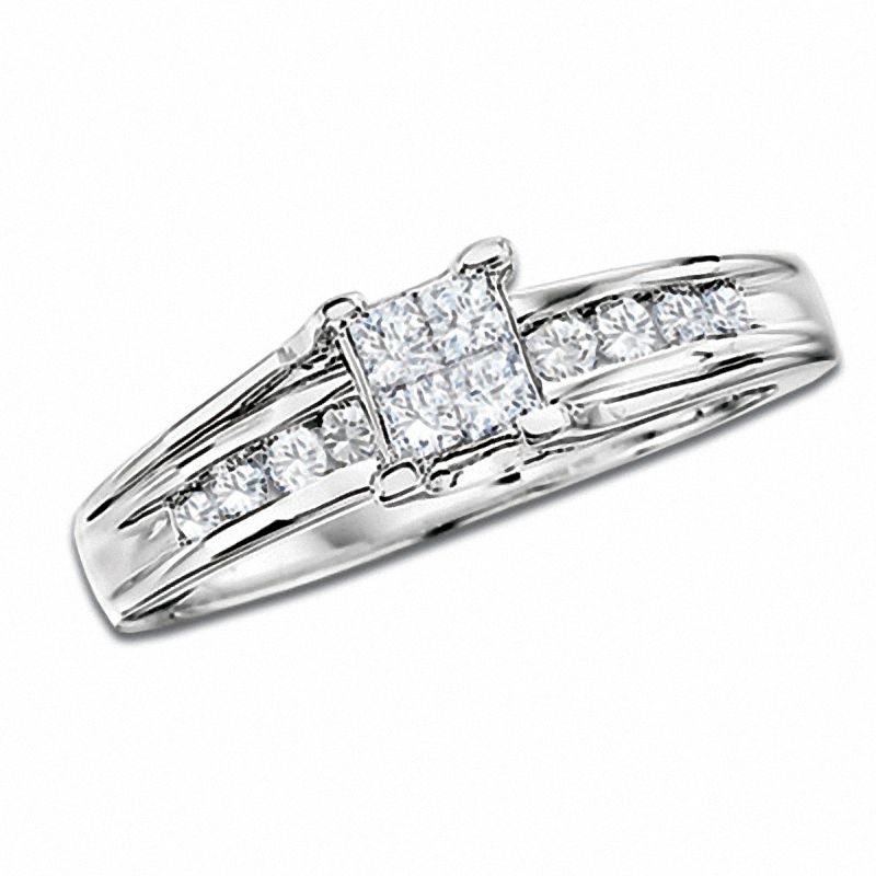Main Image 1 of 1/2 CT. T.W. Quad Princess Diamond Ring in 14K White Gold