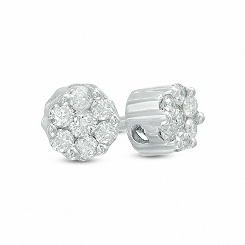 1/10 CT. T.W. Diamond Flower Stud Earrings in 10K White Gold