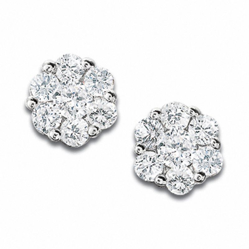 1/3 CT. T.W. Multi-Diamond Flower Stud Earrings in 10K White Gold