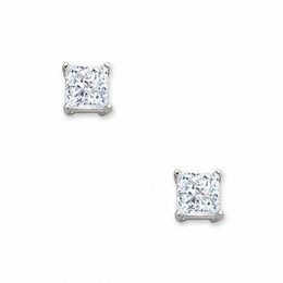 Diamond Studs Earrings Zales 3 8 Ct T W Princess Cut Diamond Solitaire Stud Earrings In 14k White Gold