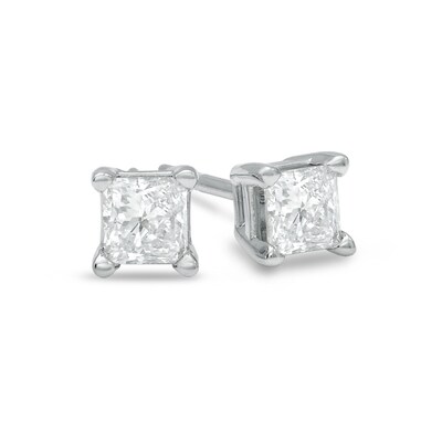 3 8 Ct T W Princess Cut Diamond Solitaire Stud Earrings In 14k