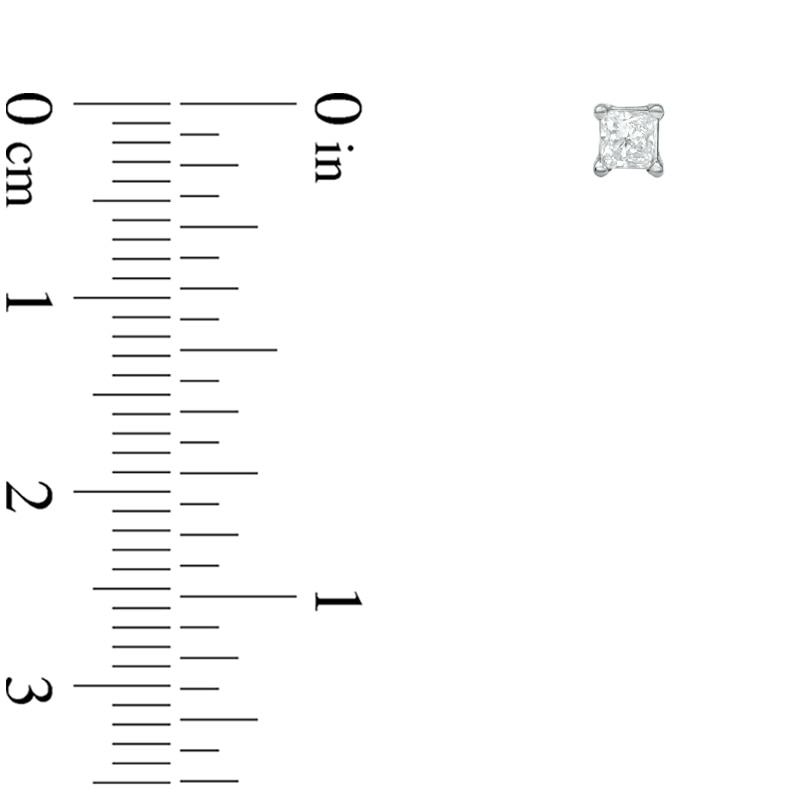 Main Image 2 of 3/8 CT. T.W. Princess-Cut Diamond Solitaire Stud Earrings in 14K White Gold (J/I3)