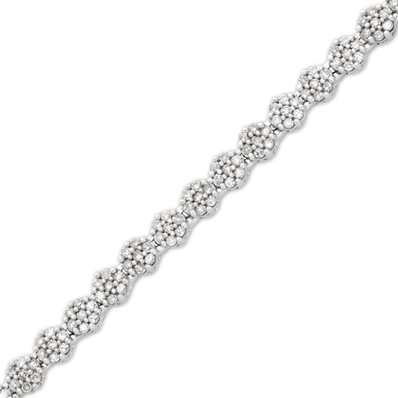 1 CT. T.w. Diamond Flower Tennis Bracelet in 10K White Gold