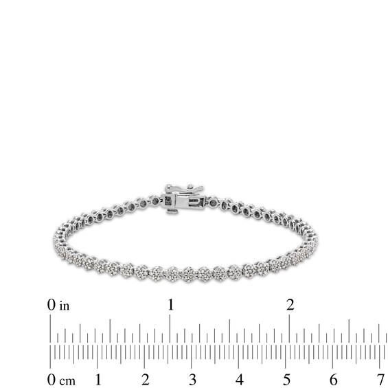 1 CT. T.w. Diamond Flower Tennis Bracelet in 10K White Gold