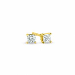 Diamond Studs Earrings Zales T W Princess Cut Diamond Solitaire Stud Earrings In 14k Gold