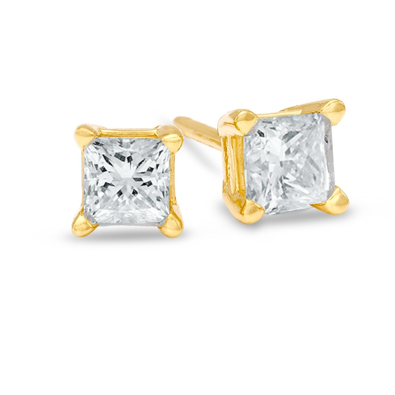 1/5 CT. T.W. Princess-Cut Diamond Solitaire Stud Earrings in 14K Gold (J/I3)